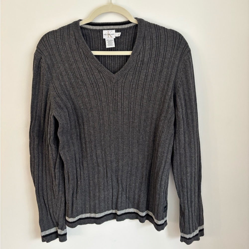 Calvin Klein Gray V-Neck Sweater
